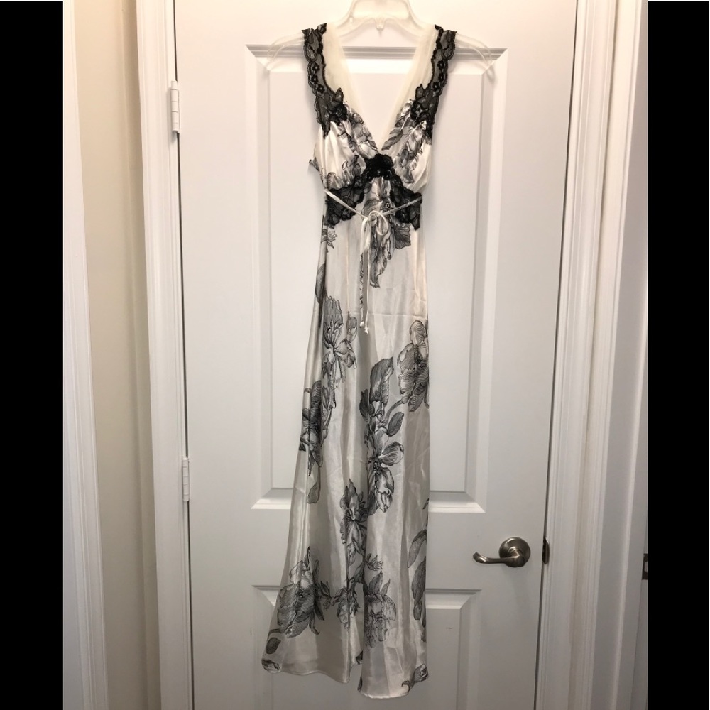 White and Black Floral Nightgown